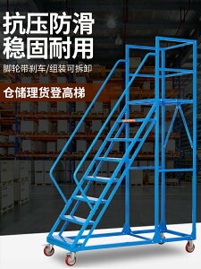 倉庫搬貨梯子超市理貨梯可移動作業平臺閣樓登高梯搬貨取貨登高車