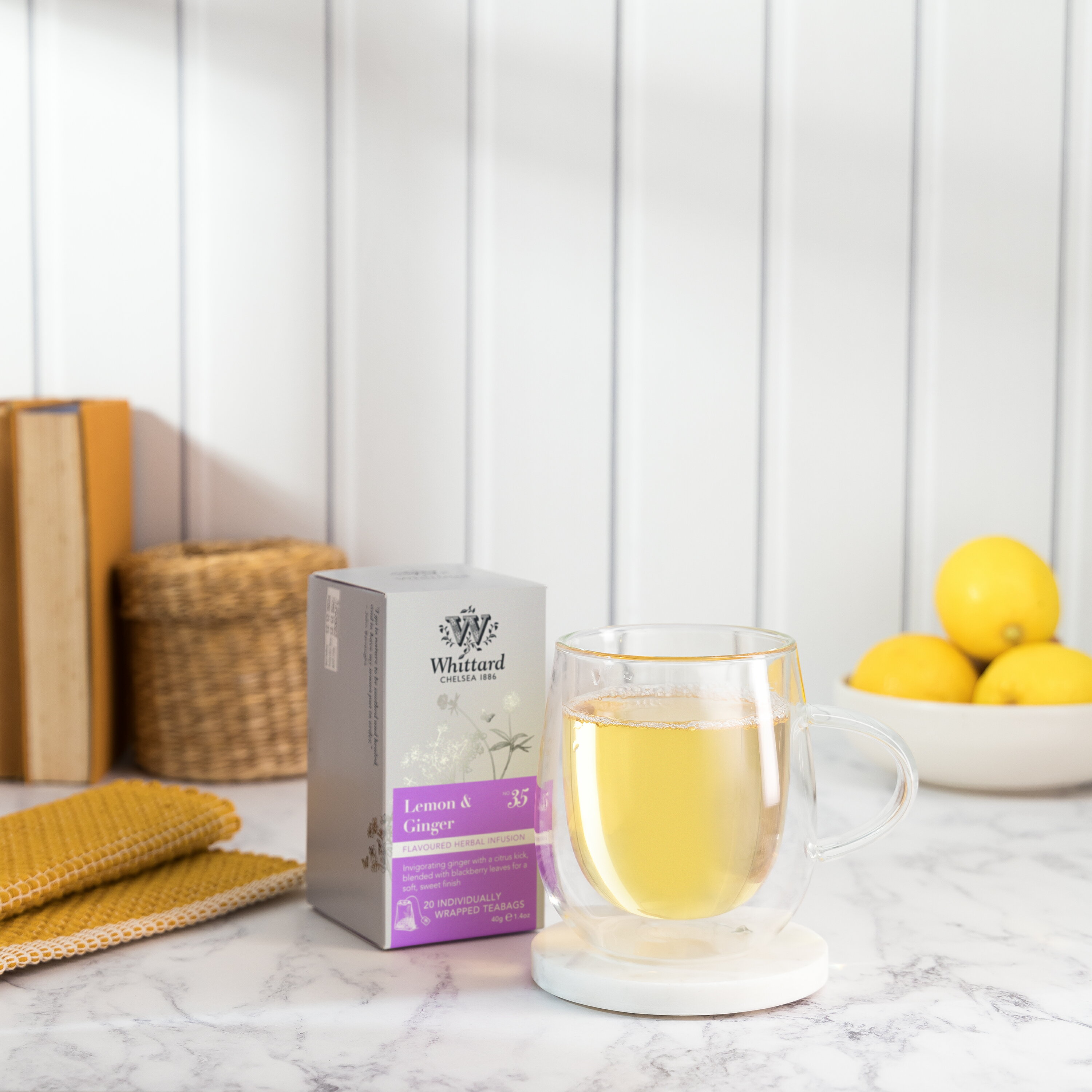 英國 Whittard of Chelsea 檸檬暖薑茶  Lemon & Ginger -水果茶&草本茶系列-40g/2gx20入/盒