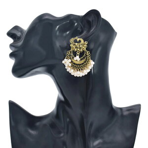 新款波西米亞復古金色串珠流蘇吊墜耳環印度吉普賽孔雀少數民族風