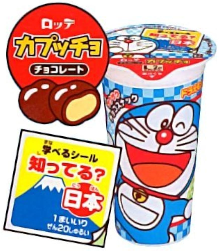 大賀屋 日本製 羅德 哆拉A夢 可可餅乾球杯 37g 巧克力風味玉米球 內附貼紙 巧克力玉米球 T00130275
