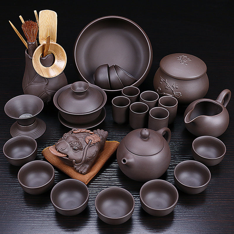 家用原礦紫砂功夫茶具套裝整套 家用茶壺茶杯茶海蓋碗茶道送禮盒
