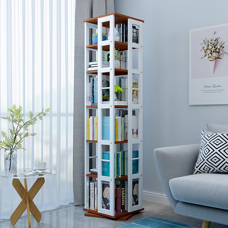 旋轉書架創意360度書櫃置物架現代鐵藝學生書櫃家用兒童轉角書架-快速出貨