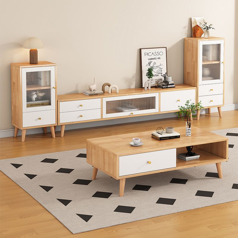 實木電視機柜客廳家用落地收納儲物柜子現代簡約茶幾電視機柜組合 h7222