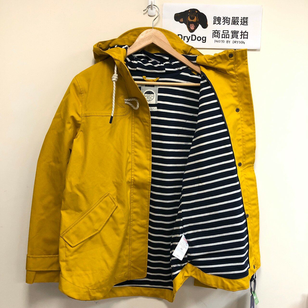 跩狗嚴選 新款現貨&代購 英國 JOULES Coast 復古金黃 防水 連帽 外套 風衣 雨衣 純棉塗層 芥末黃
