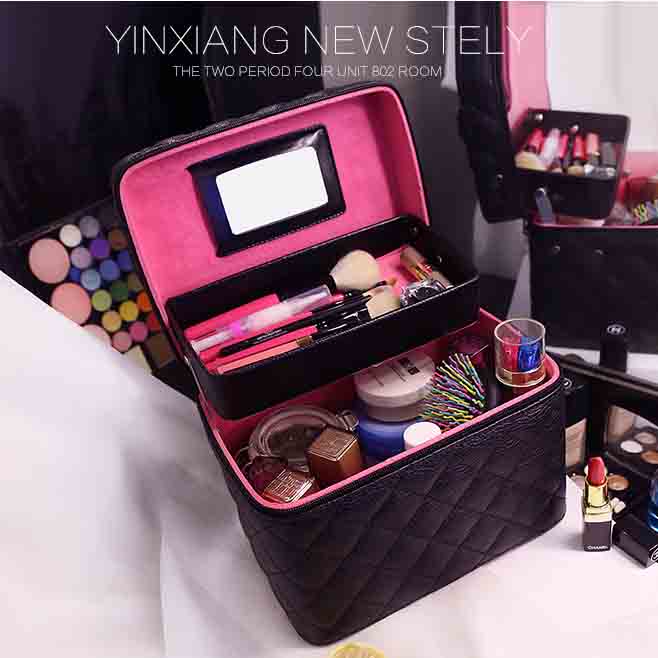 <br/><br/>  韓國大容量手提雙層化妝箱 化妝包 收納箱 旅行箱 新秘 新娘<br/><br/>