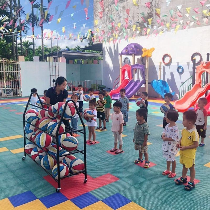 公司貨 超低價 幼兒園籃球收納架兒童足球排球裝球框架移動球車培訓學校置球架子 快速發貨