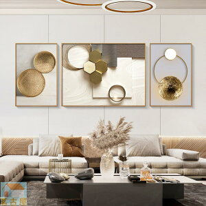 意式輕奢客廳裝飾畫現代簡約大氣沙發背景墻掛畫高檔抽象三聯壁畫