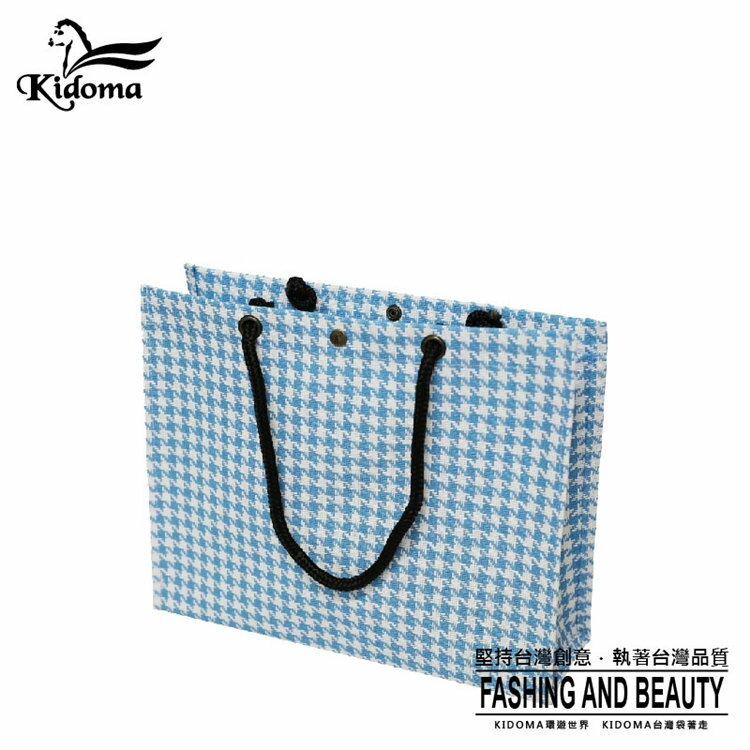 <br/><br/>  Kidoma禮品袋L系列-藍白千鳥 手提包 手提袋 編織包 購物袋 台灣製造 防水<br/><br/>