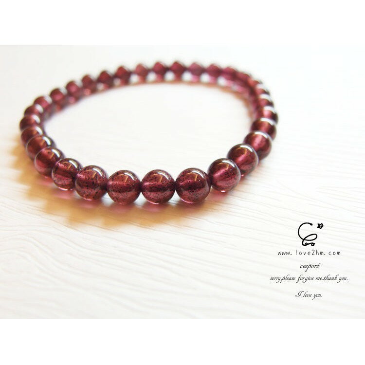 紫牙烏/石榴石/水晶手鍊/[晶晶工坊-love2hm]