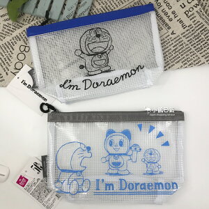 日本 I'M DORAEMON 多拉A夢 防水 透明 拉鍊 大容量 化妝包 萬用包｜小鶴日貨