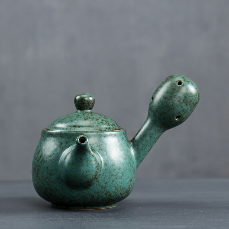 粗陶家用陶瓷泡茶壺功夫茶具禪意復古泡茶器側把防燙復古日式蓋碗