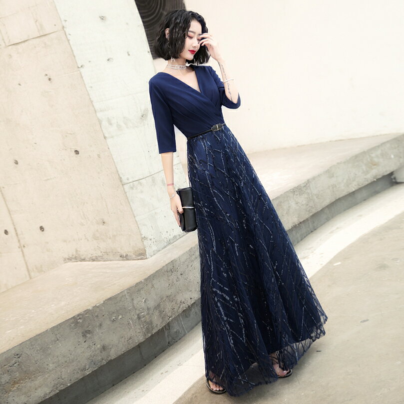 大尺碼晚禮服洋裝 大碼晚禮服女胖mm 200斤顯瘦宴會氣質平時可穿長款加肥加大禮服裙