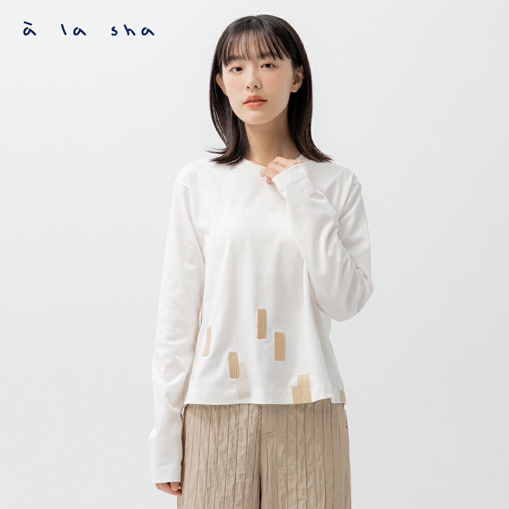 a la sha 小色塊落肩長袖T