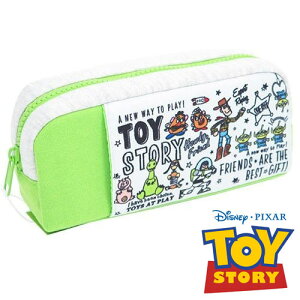 綠色款【日本進口正版】玩具總動員 厚棉 大筆袋 鉛筆盒 化妝包 收納包 TOY STORY 迪士尼 - 835968
