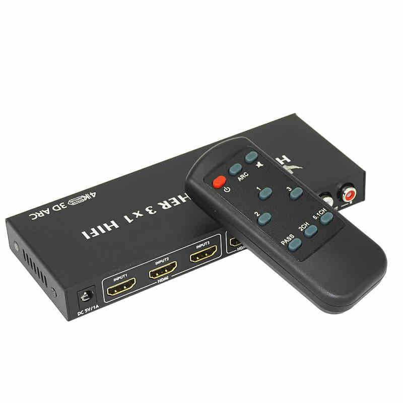 美琪 HDMI 切換器 3進1出 4K帶音頻分離器 3.5分配器5.1光纖同軸