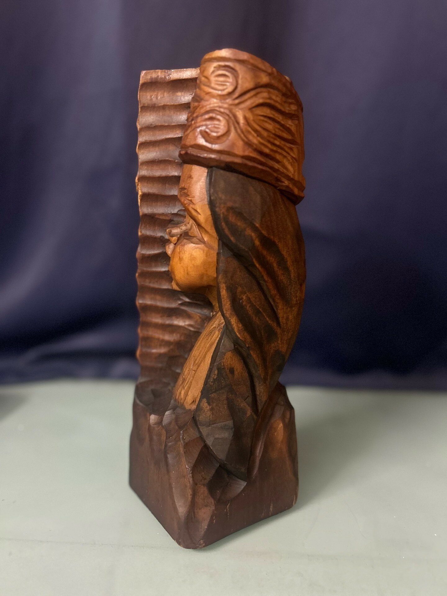 日本回流 中古品 老物件 實木手工雕刻，印第安酋長木雕 最
