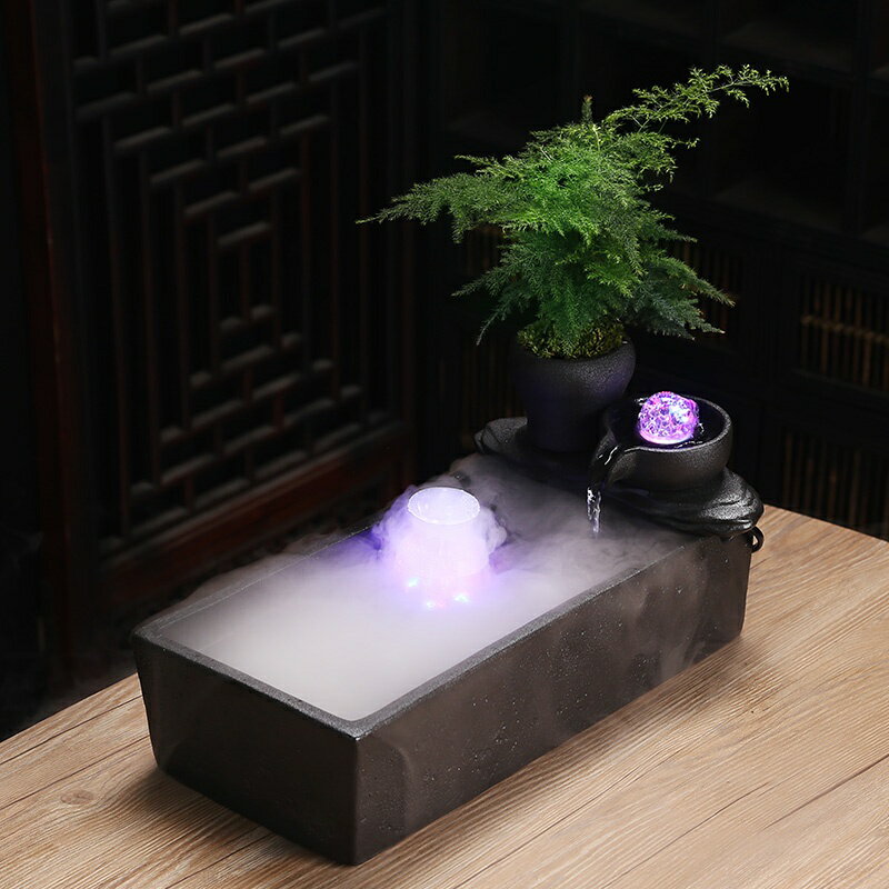 流水生財循環水噴泉新中式招財辦公室桌面茶几裝飾品擺件開業禮物