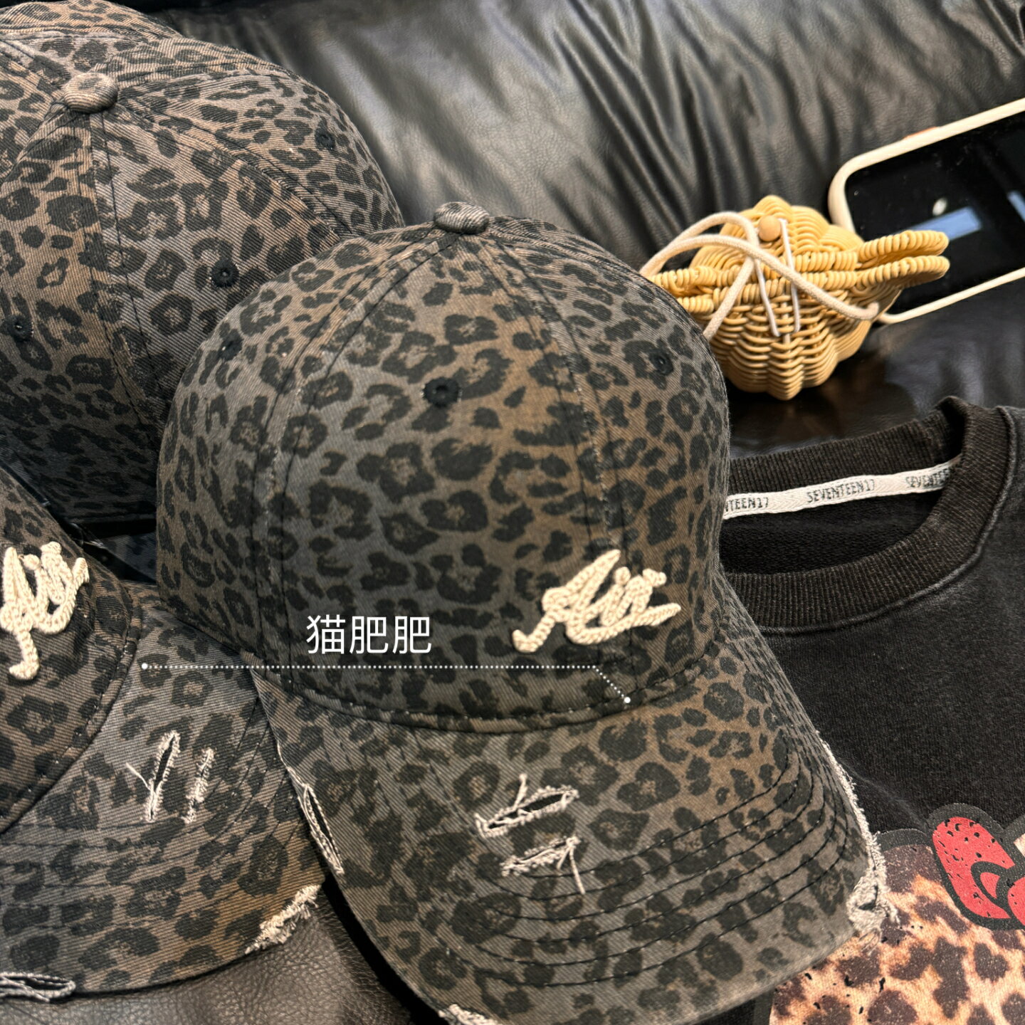 實拍春款上新韓版寬鬆百搭長袖純棉棒球帽豹紋刺繡鴨舌帽