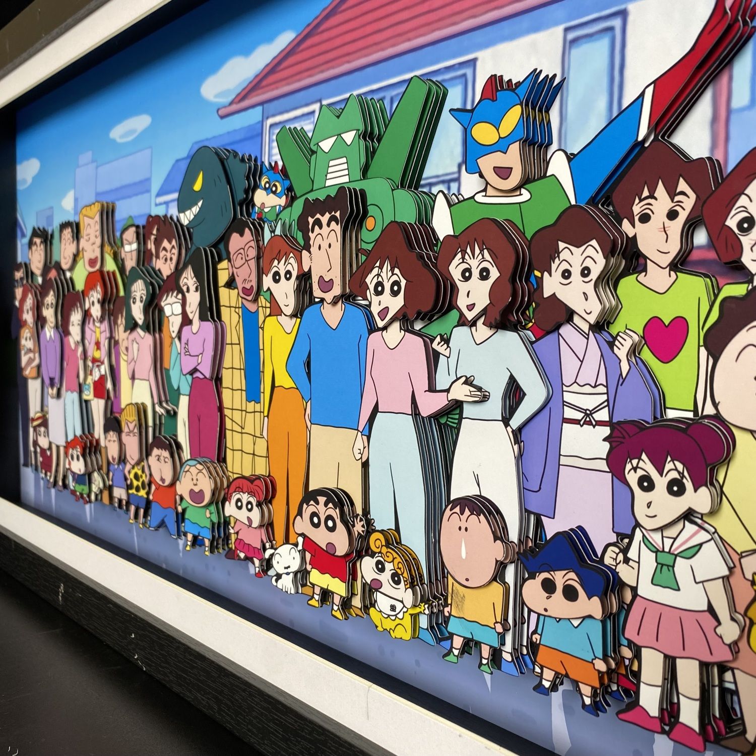 開立發票 裝飾畫 掛畫 客廳畫 蠟筆小新全家福立體畫日式墻面沙發背景墻禮物裝飾掛畫 快速出貨