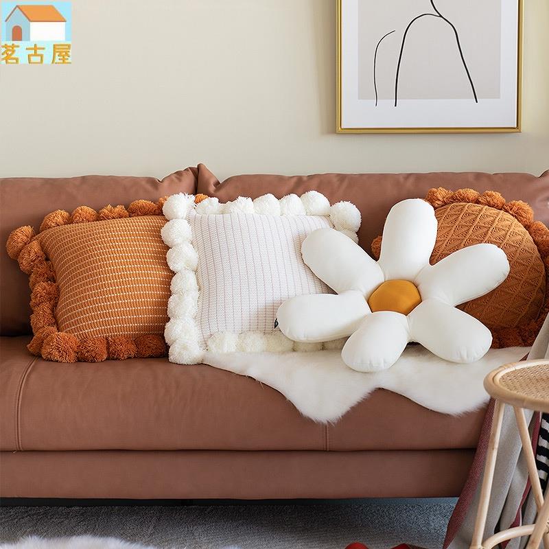 北歐風格ins 花瓣抱枕床頭雛菊雞蛋花朵靠墊靠枕沙發床上