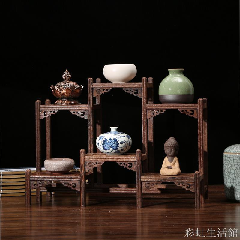 雞翅木博古架中式小多寶閣茶具架子實木置物架茶壺架擺件架展示架