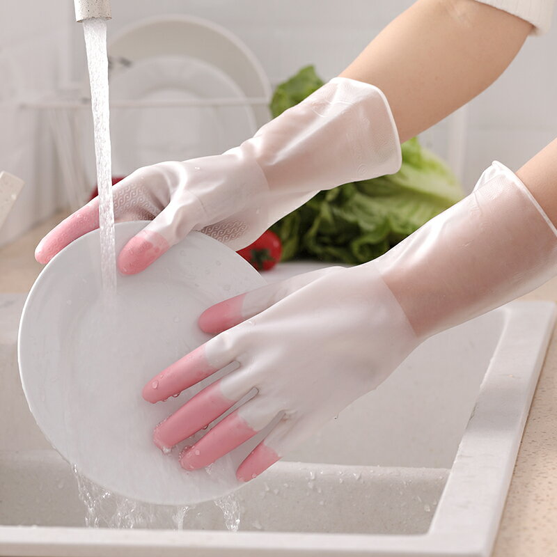 家用清潔加厚廚房洗碗洗菜橡膠家務洗衣刷碗防水耐用膠皮薄款手套