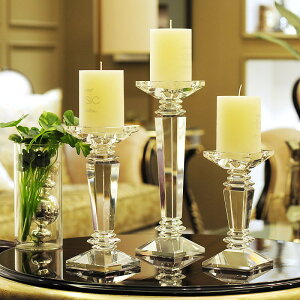歐式金色水晶玻璃蠟燭臺 浪漫婚慶婚禮餐桌燭臺擺件 樣板房軟裝