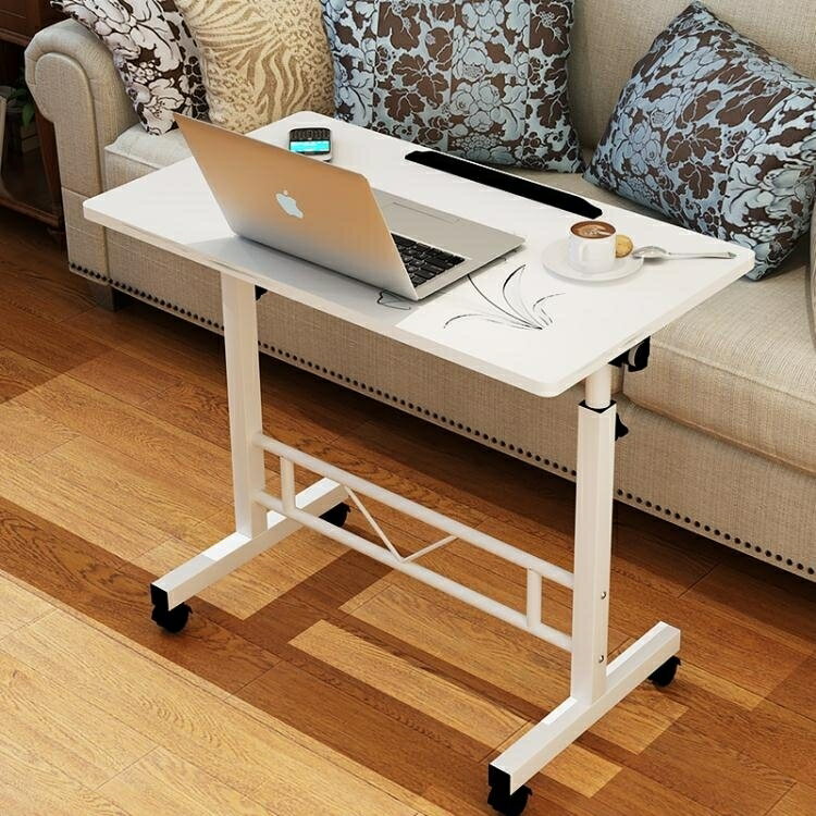 電腦桌臺式家用筆電電腦桌簡約現代行動桌子帶輪升降床邊懶人桌