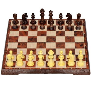 國際象棋小學生兒童成人大號仿木紋磁性棋折疊棋盤套裝送西洋跳棋