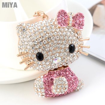 <br/><br/>  Hello Kitty 凱蒂貓可愛造型水鑽鑰匙圈扣包包掛飾(捷克鑽) 玫紅粉紅 現貨<br/><br/>