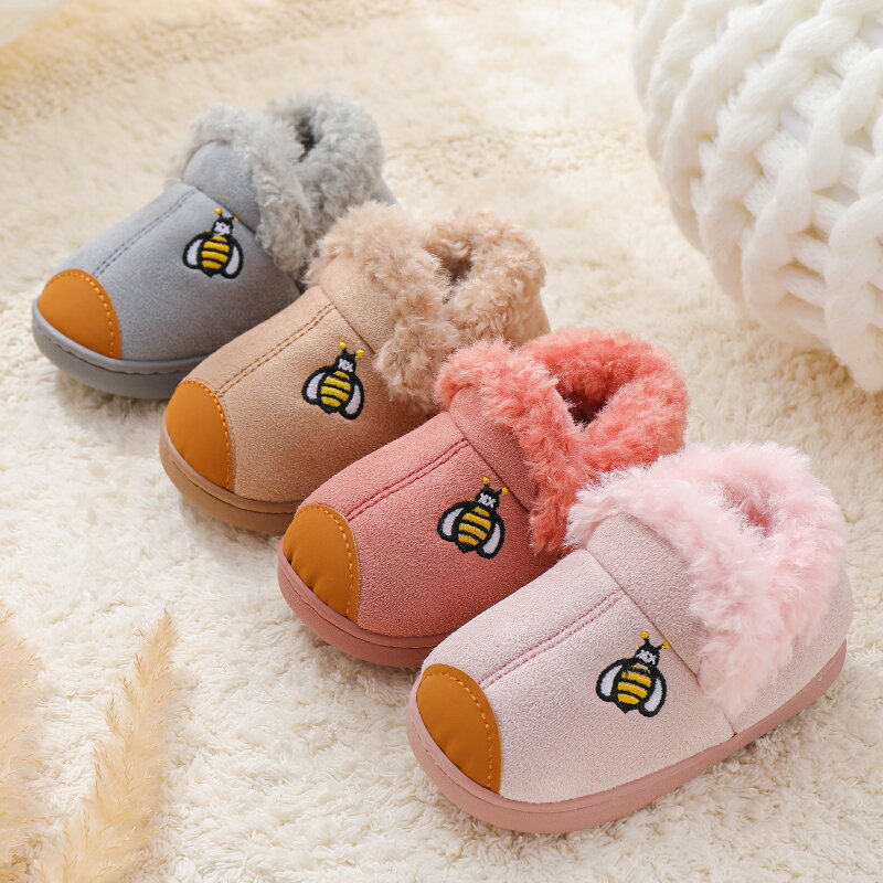 冬季兒童包跟棉拖鞋加絨保暖1-8歲雪地靴中小童加厚防滑毛絨棉鞋