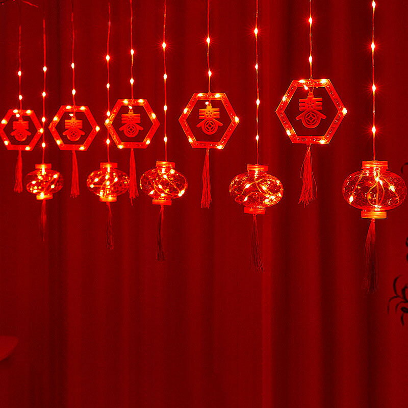 過年紅燈籠led福字小彩燈串春節裝飾燈新年掛件插電臥室房間家用 全館免運