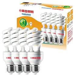 東亞 電子螺旋省電燈泡21W-白(4入)【愛買】