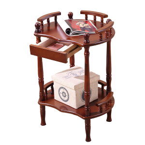 歐式圓形小茶幾沙發邊幾麻將桌邊角幾簡約棋牌室小桌子實木電話架