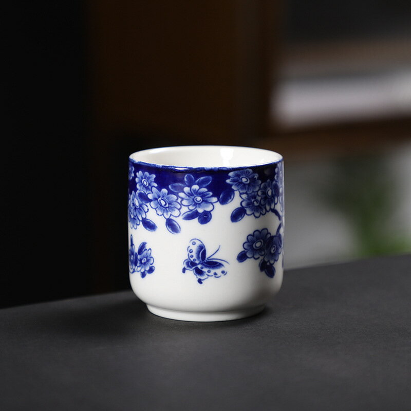 【喜挖】青花復古日式茶杯陶瓷杯子水杯小茶杯單個主人杯品茗杯功夫茶盞杯