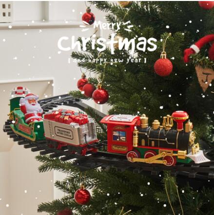 聖誕節裝飾品聖誕樹上電動火車掛件掛飾店鋪家用氛圍場景布置道具
