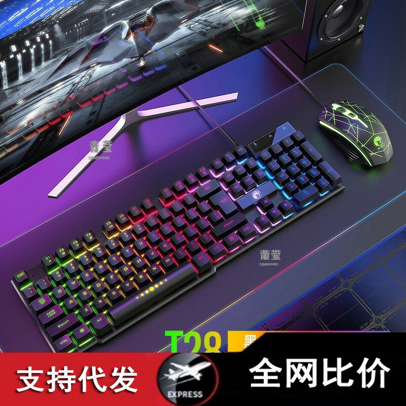 專用筆電套裝遊戲有線鍵盤機械電腦檯式滑鼠電競手感打字