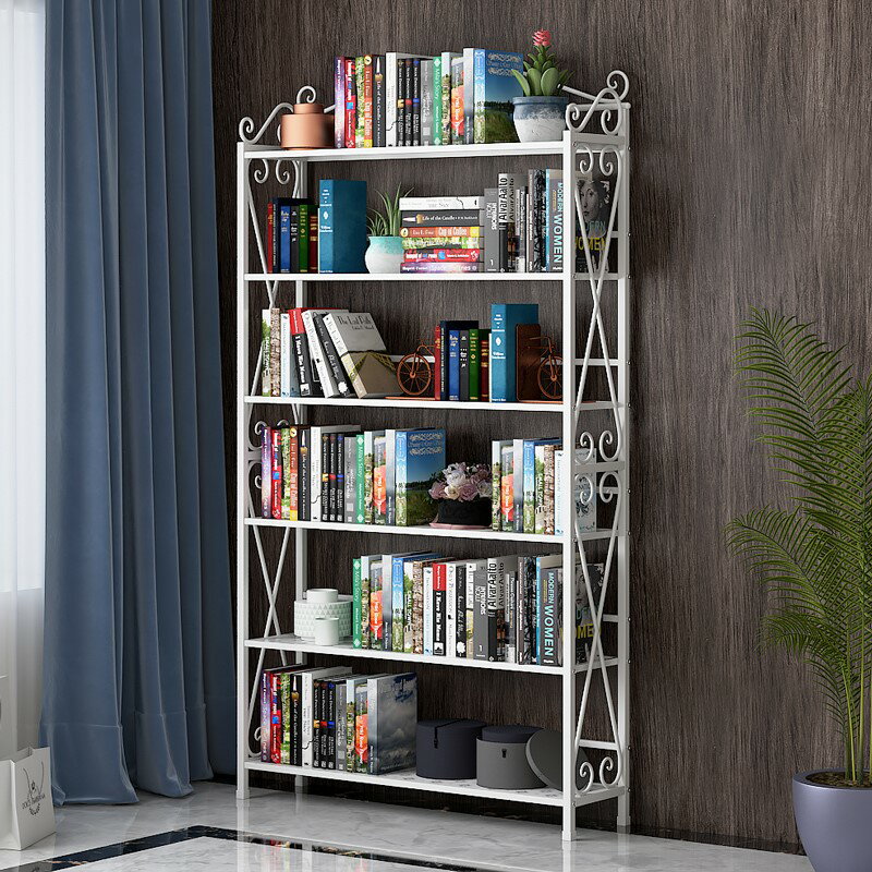 簡易書架落地省空間現代簡約鐵藝置物架多層收納架子創意兒童書柜