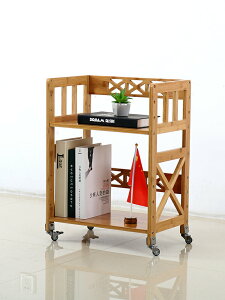 楠竹可移動書架帶輪置物架滑輪實木書柜落地辦公室多層收納架兒童