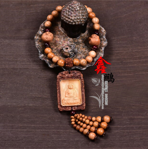 桃木汽車掛件保平安符生肖屬狗豬者本命佛阿彌陀佛汽車掛飾 3