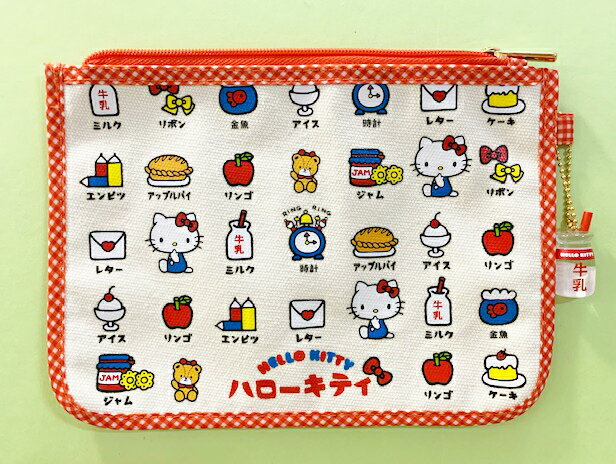 【震撼精品百貨】凱蒂貓 Hello Kitty 日本SANRIO三麗鷗 KITTY 拉鍊收納袋/化妝袋-片假名#82936 震撼日式精品百貨