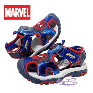 MARVEL漫威 蜘蛛人 童鞋 電燈鞋 輕量 護趾涼鞋 運動涼鞋 [MNKT45072] 藍紅【巷子屋】