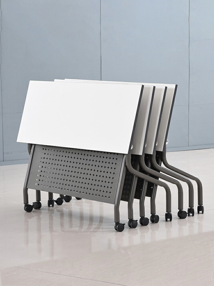 可移動剎車折疊會議培訓桌組合輔導班課桌椅雙層長條桌智慧教室桌