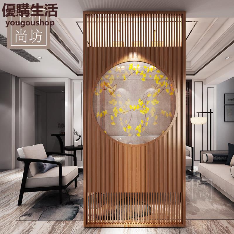 優購生活~定製上竹尚坊新中式屏風隔斷半透明實木竹酒店辦公室客廳風水鏤空玄關定製 屏風櫃 屏風 隔間 客廳 玄關櫃 隔板 屏風架訂製 可付費上門安裝