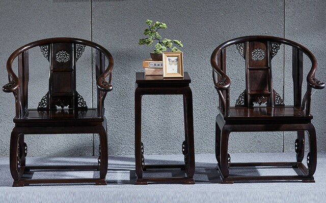 皇宮椅三套非洲黑檀椅圈椅官帽椅實木太師椅仿古茶椅龍椅