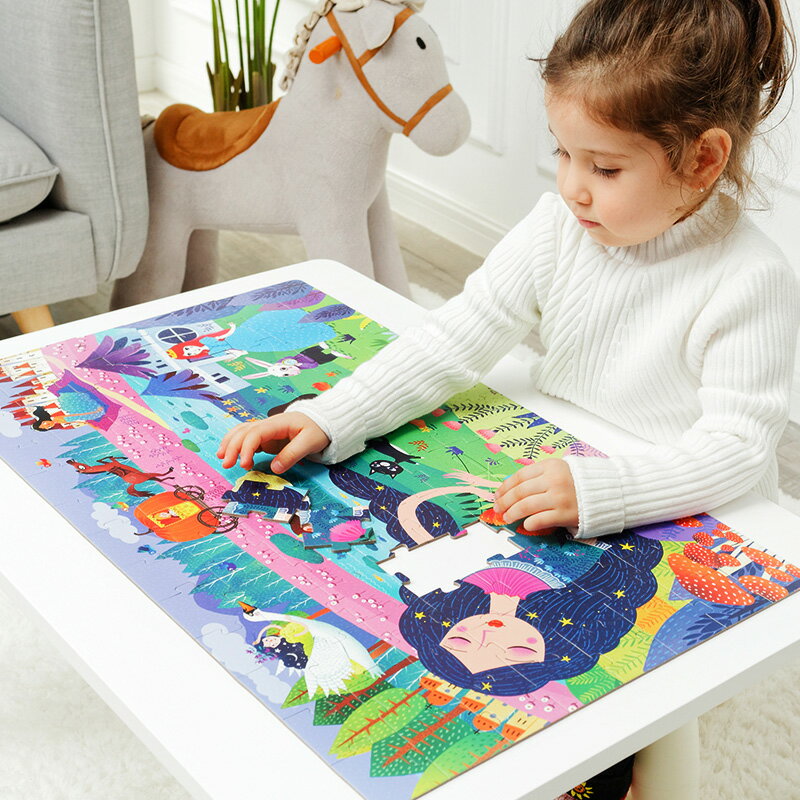 Mideer彌鹿恐龍世界拼圖兒童100片4-6歲幼兒園7女孩紙質益智玩具