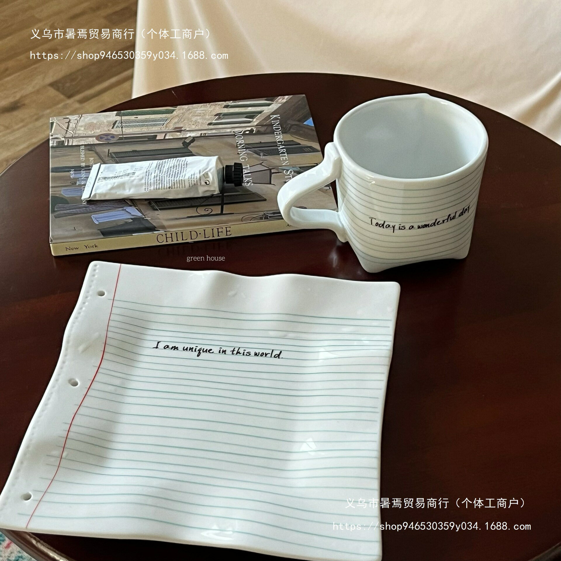 小眾練習本紙頁風手捏陶瓷咖啡杯碟可DIY
