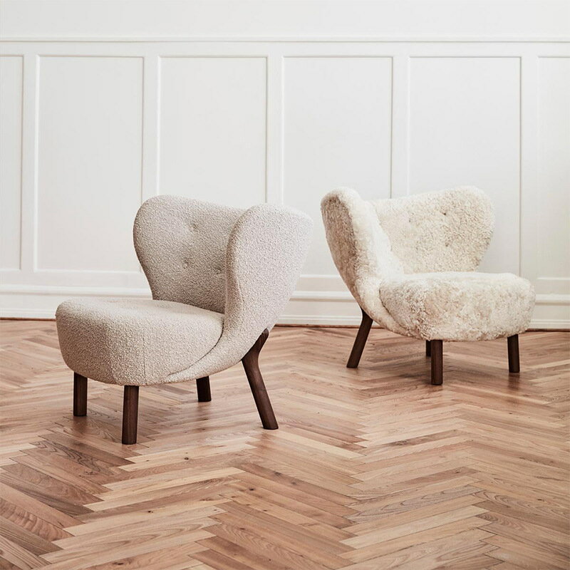 沙發 懶人沙發 北歐創意簡約設計師款復古羊羔絨客廳單人沙發椅實木腳臥室休閑椅