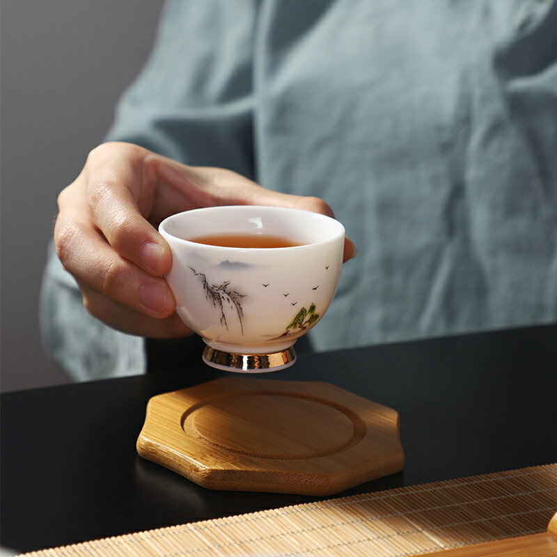 家用茶道茶杯陶瓷加厚耐高溫泡茶杯茶盞茶具配件小茶杯品茗杯套裝 2