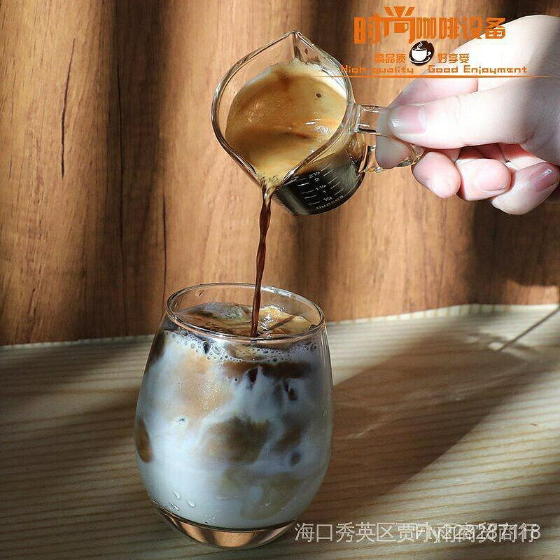 （咖啡用品與配件）☃居家生活 ESPRESSO濃縮咖啡耐熱玻璃量杯雙頭奶罐雙嘴奶盅安士杯咖啡杯70ml jmWp B